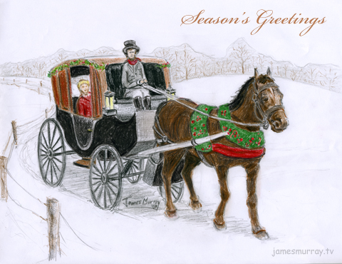 Horse and carriage holiday illustration